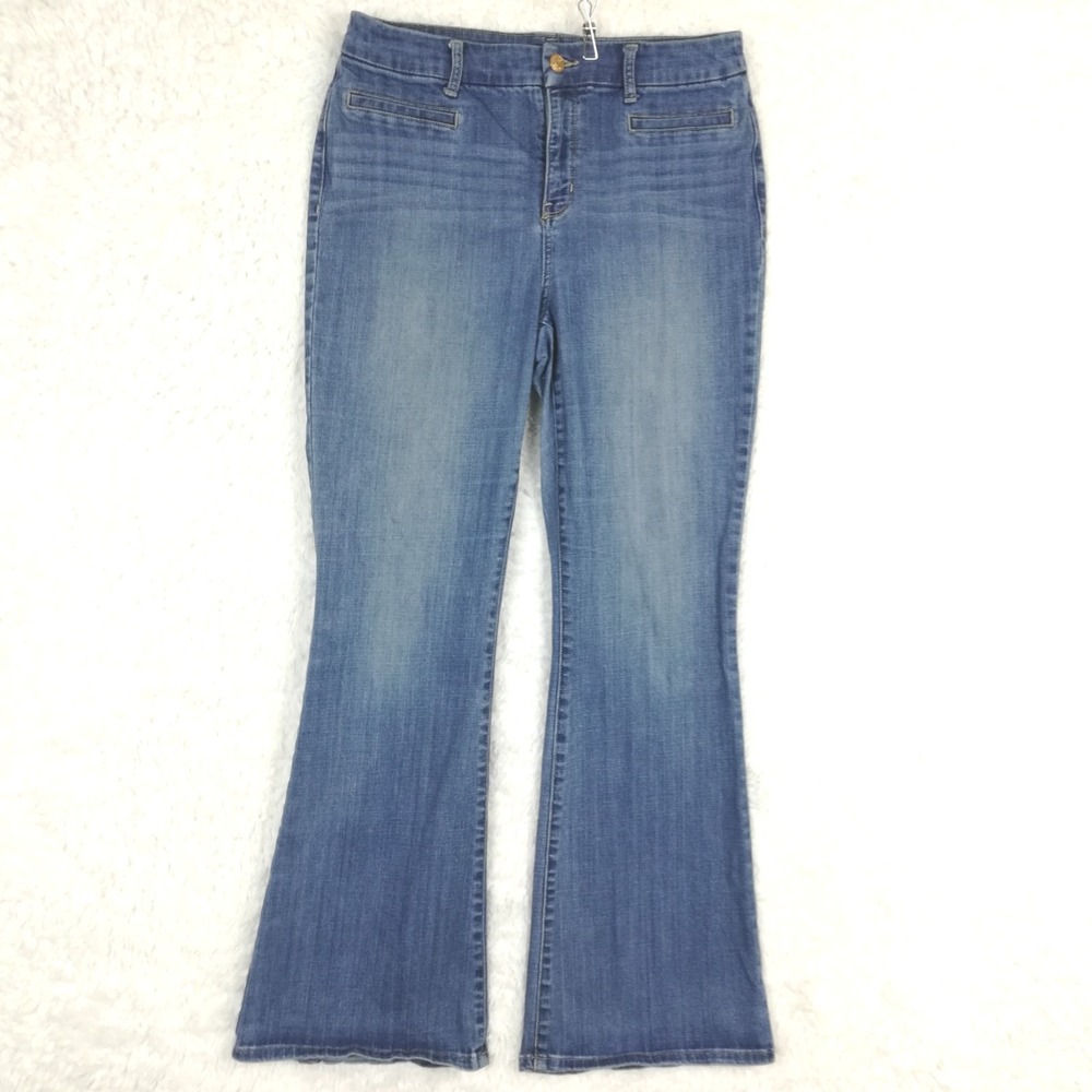 Chico's Womens Jeans So Slimming Girlfriend Flare Blue Denim Medium Wash 1.5 10